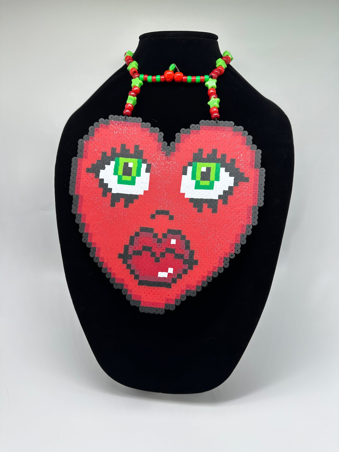 "Miss Cherry Bomb" Heart Shaped Perler Necklace