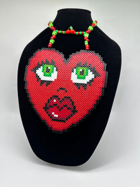 "Miss Cherry Bomb" Heart Shaped Perler Necklace