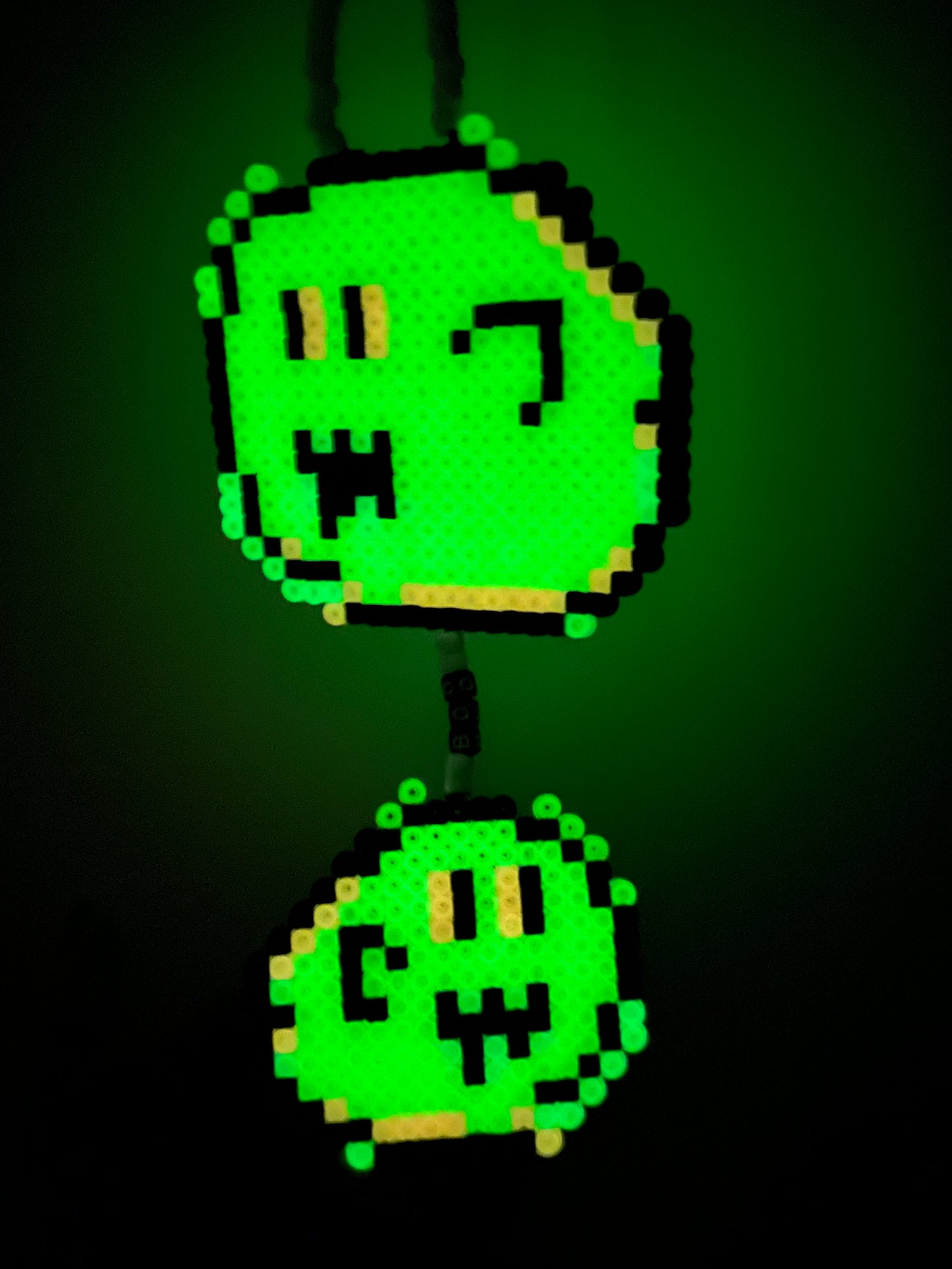 Glow In The Dark Boo And Mini Boo Perler Necklace