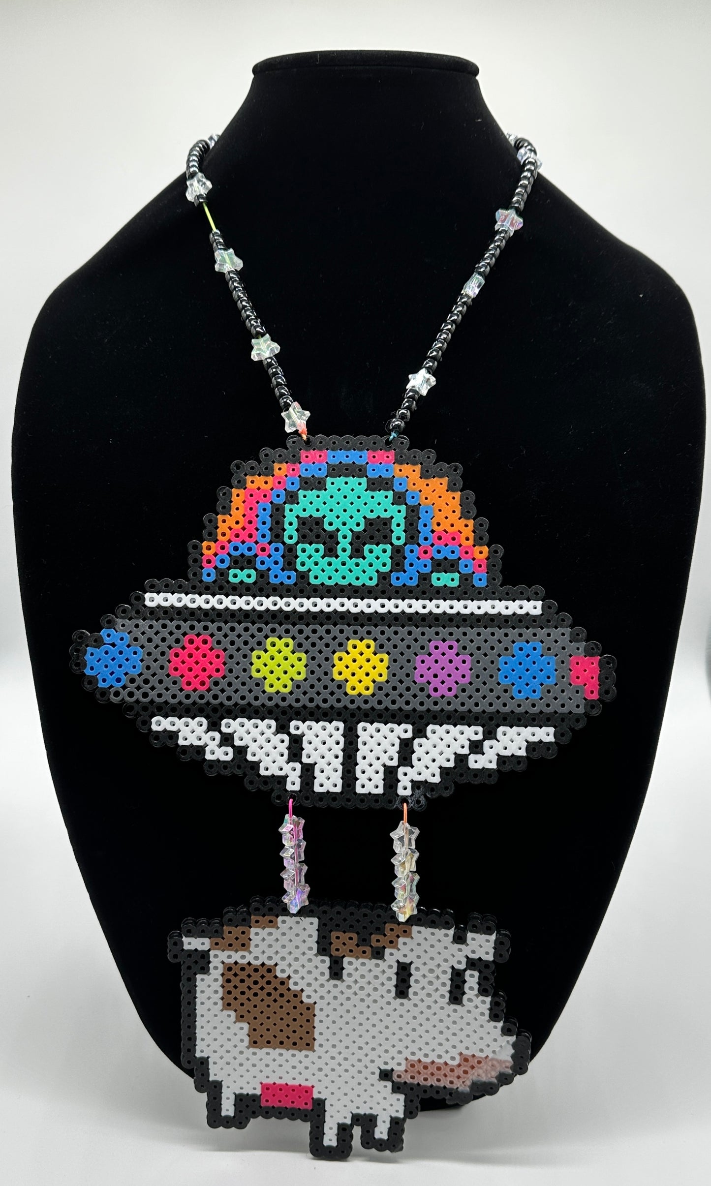 Abducted Cow Perler Necklace