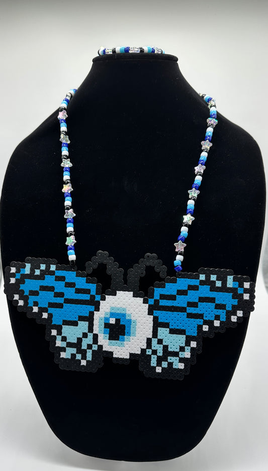 Blue ButterflEYE Perler Necklace