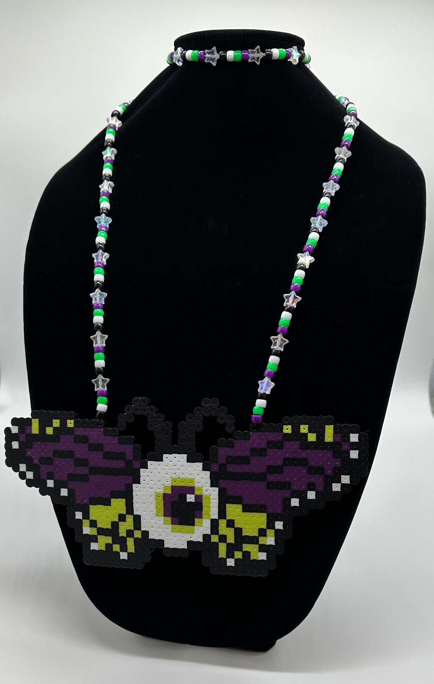 Purple And Green ButterflEYE Perler Necklace