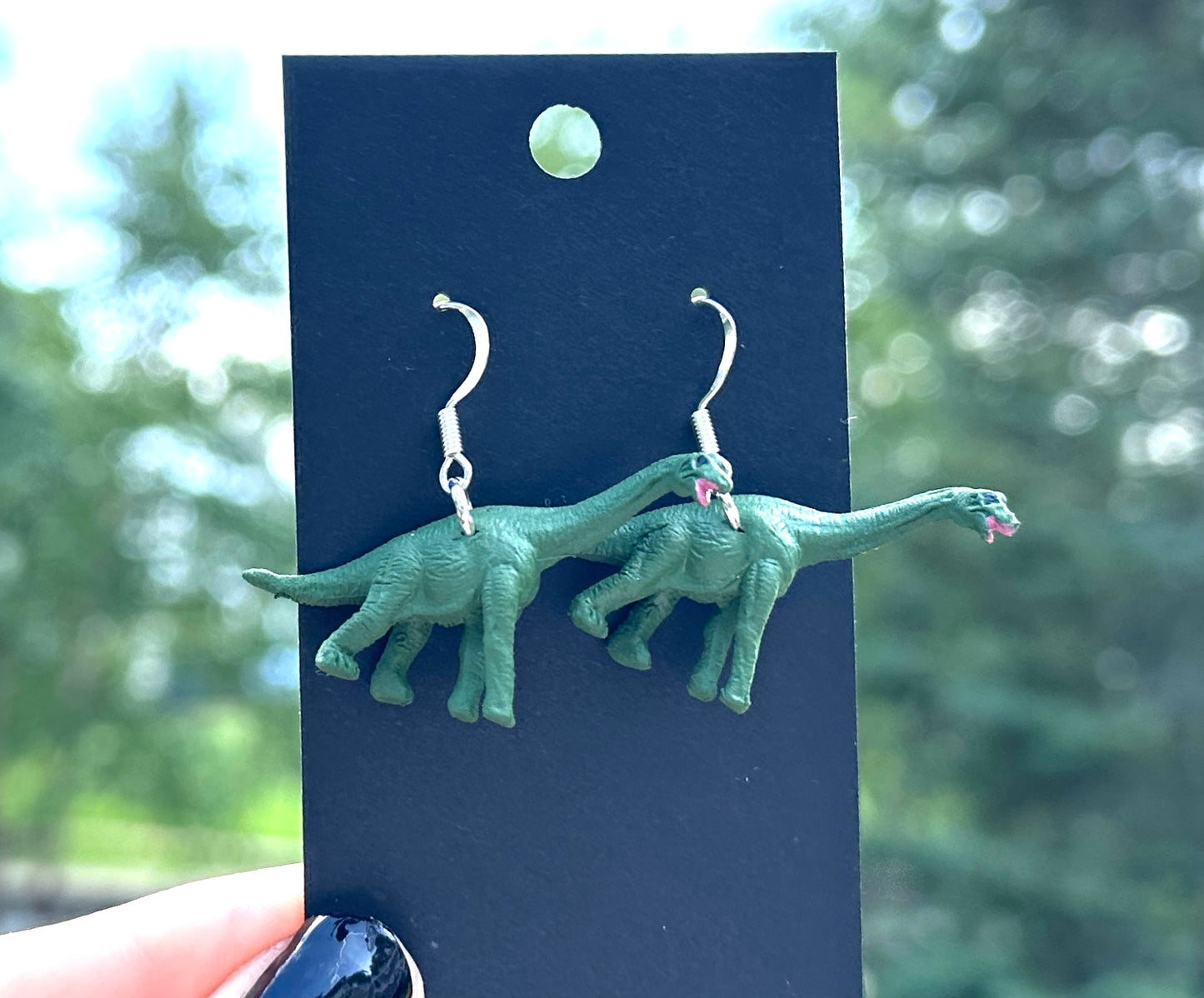 Green Brontosaurus Earrings