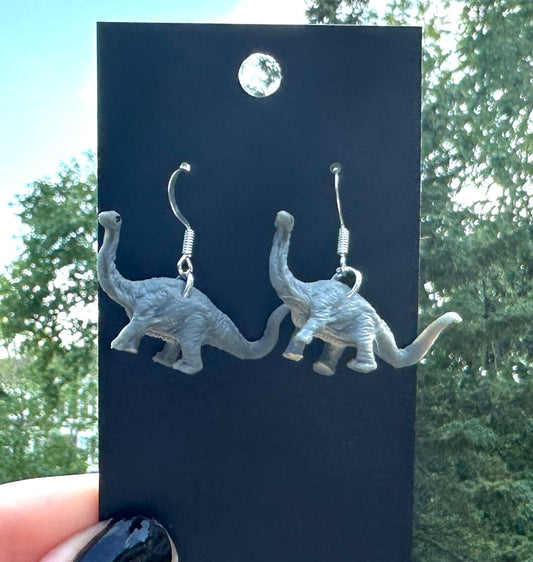 Grey Brontosaurus Earrings