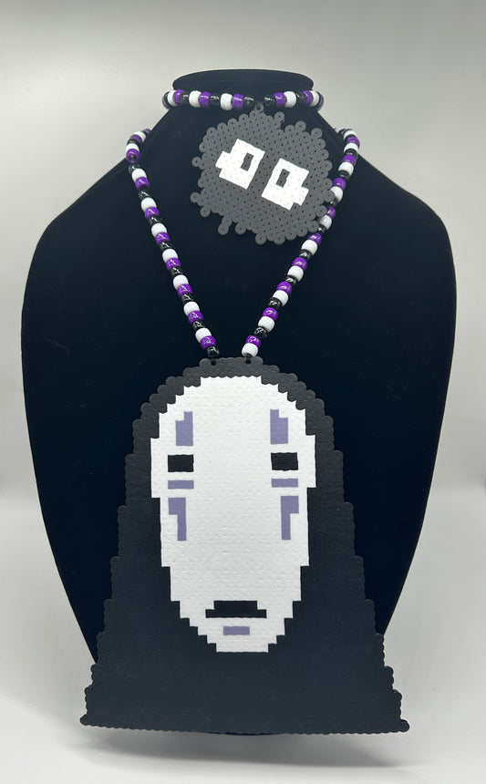 No Face Perler Necklace With Soot Sprite Kandi