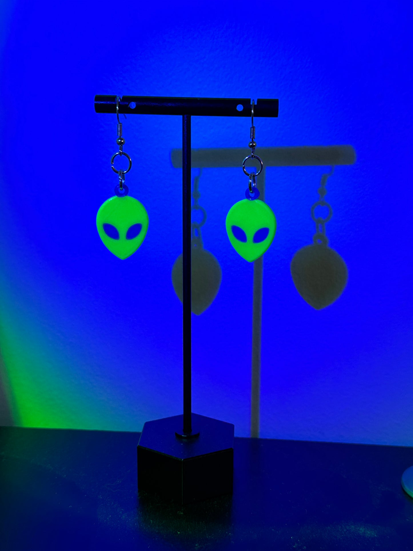 Small Green Alien Earrings