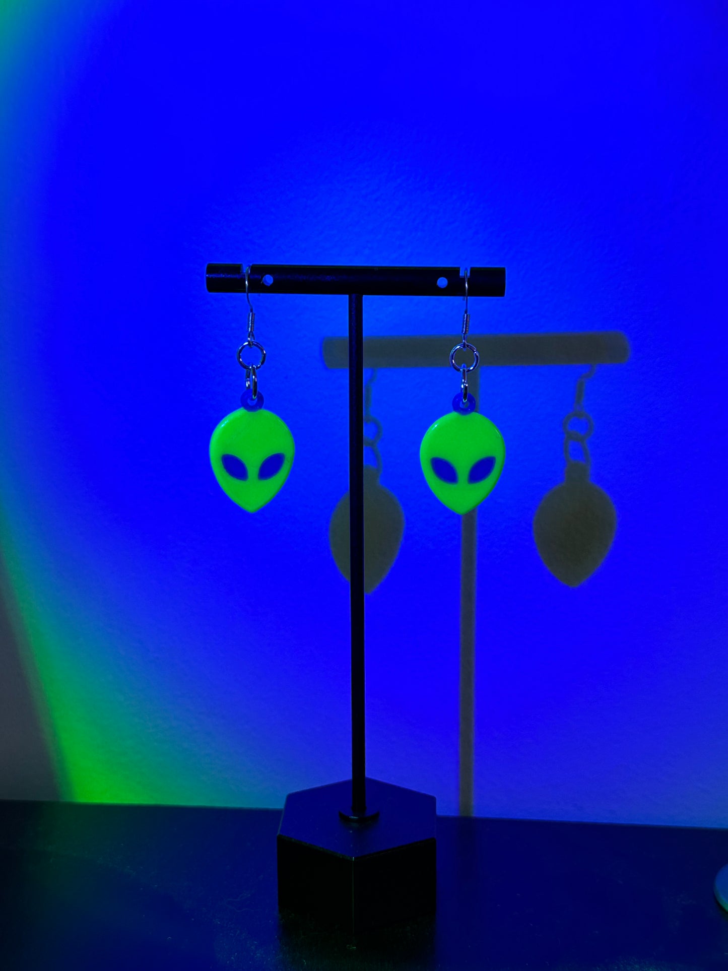 Small Green Alien Earrings