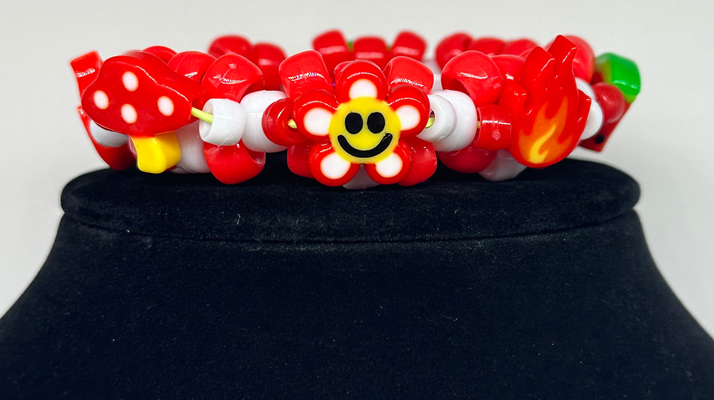 Red Hot Mini Kandi Cuff