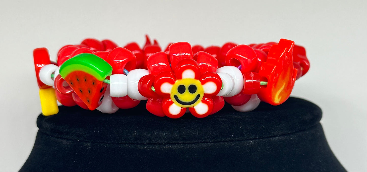 Red Hot Mini Kandi Cuff