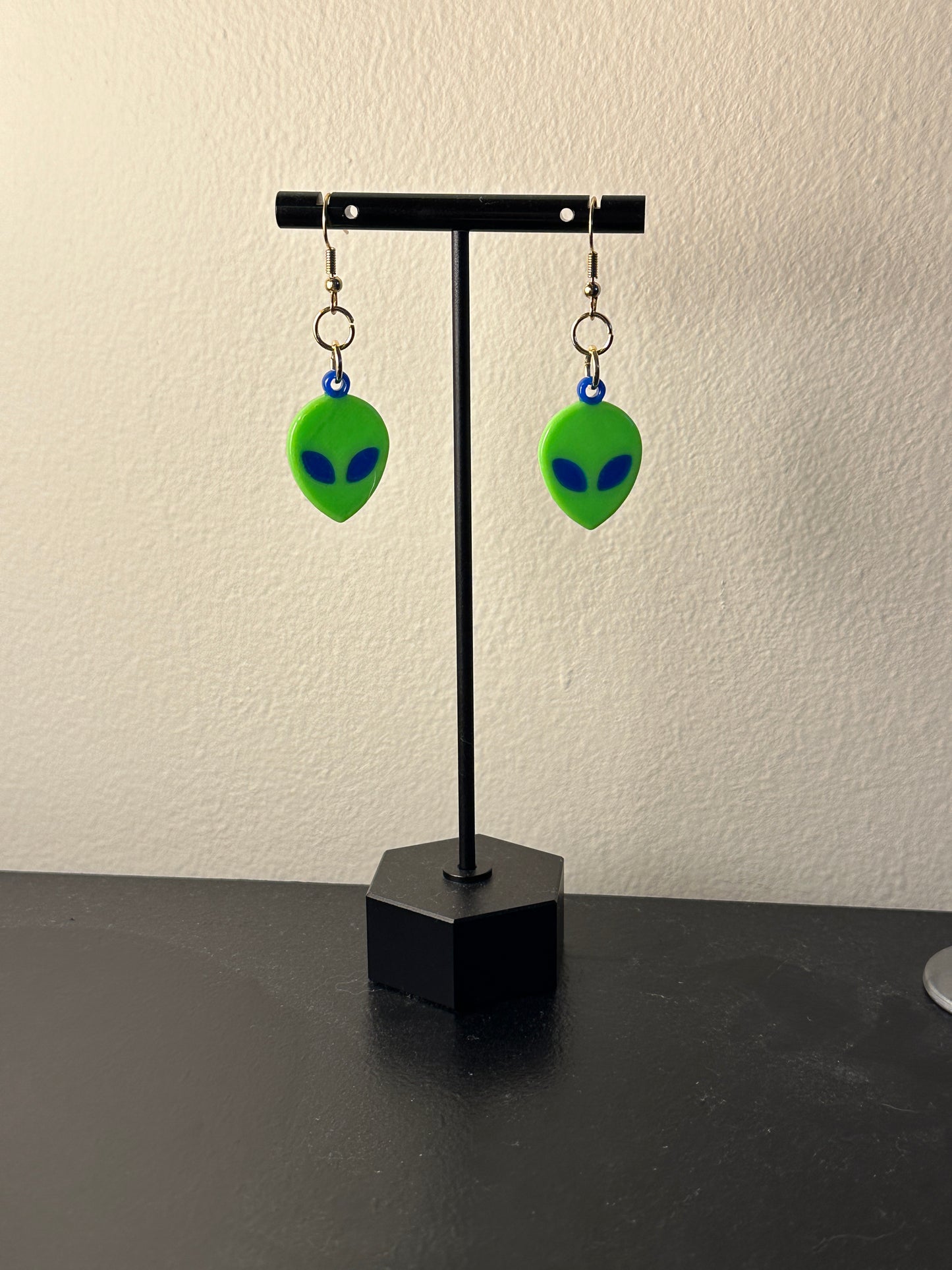 Small Green Alien Earrings