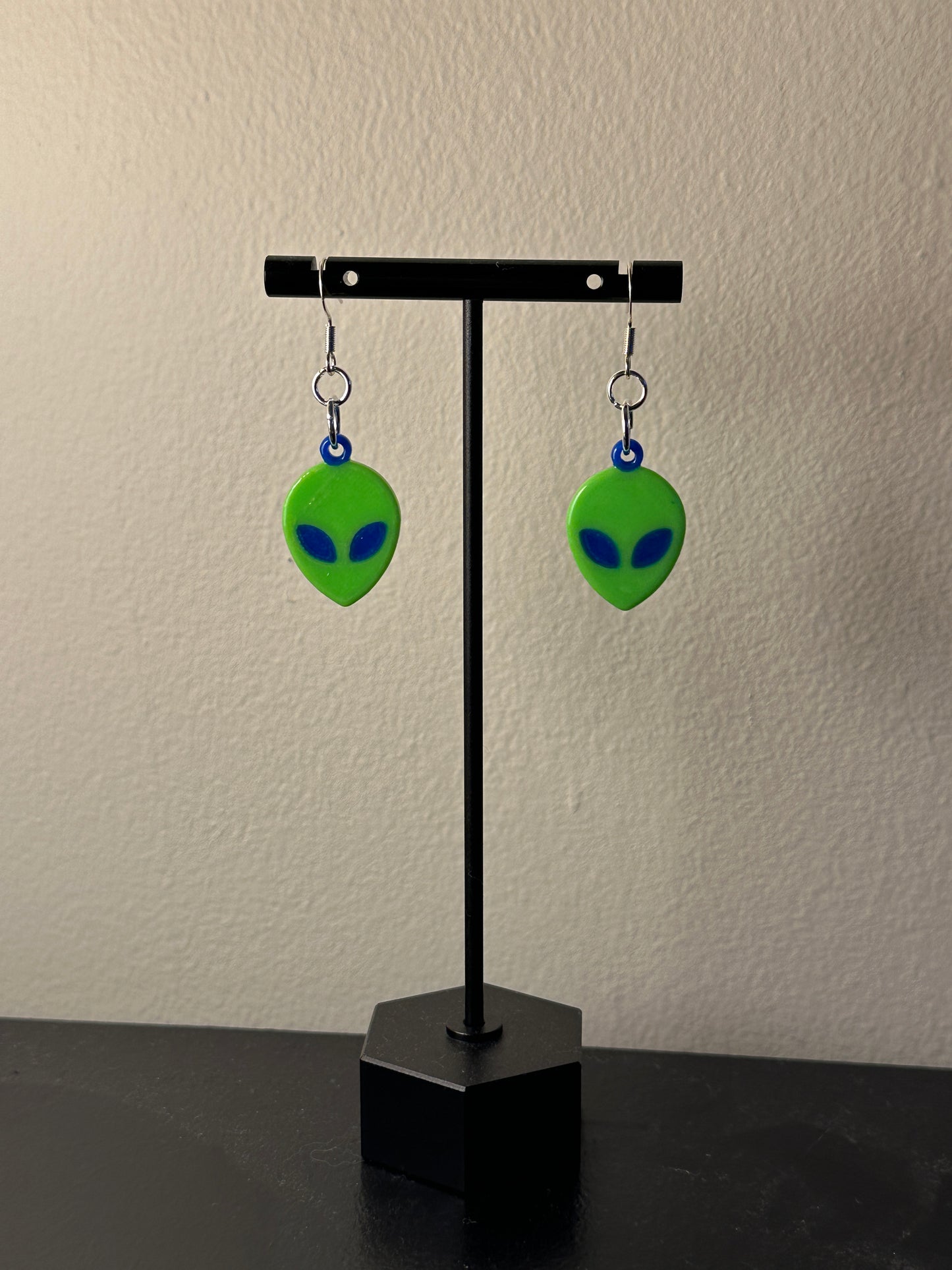 Small Green Alien Earrings